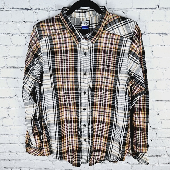 KAVU | woodland plaid flannel button up collared long sleeve shirt - Picture 1 of 5
